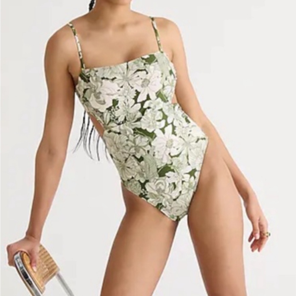 J. Crew swimsuit Cutout tie-back one-piece in Liberty